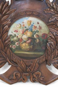 Wooden Wall Plaque with Painted Floral Still Life Inset - 4408686