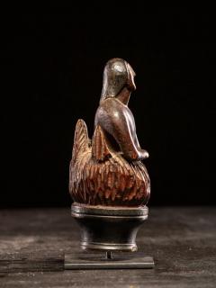 Wooden folk art figure depicting a stylized feminine soul burning in Purgatory - 4755607