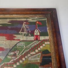 Wool Work Embroidery or Woolie of British Naval Ships Circa 1860 - 2045223