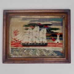 Wool Work Sailing Ship of a British Sloop Circa 1860 - 2045193