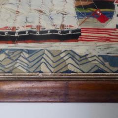 Wool Work Sailing Ship of a British Sloop Circa 1860 - 2045198