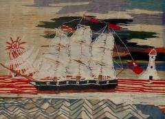 Wool Work Sailing Ship of a British Sloop Circa 1860 - 2046401