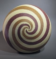 Wounaan Tribal Basket Bold Geometric Spiral Design Mauve Cream Yellow - 483682
