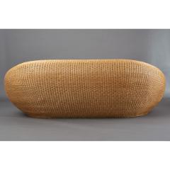 Woven Rattan Oval Shaped Couch 1970s - 1306698