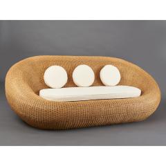 Woven Rattan Oval Shaped Couch 1970s - 1306702