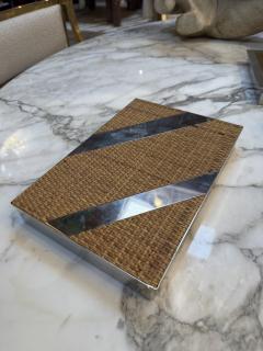Woven Rattan and Chrome Inlay Box - 4380110