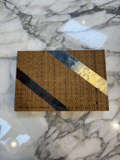 Woven Rattan and Chrome Inlay Box - 4380113