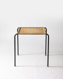 Woven Rattan and Steel End Table France c 1955 - 4210115