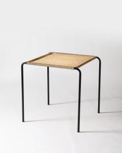 Woven Rattan and Steel End Table France c 1955 - 4210121