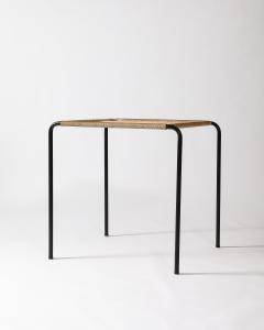 Woven Rattan and Steel End Table France c 1955 - 4210122