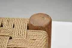 Woven Rush and Wood Stool Europe ca 1950s - 3429780