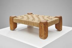 Woven Rush and Wood Stool Europe ca 1950s - 3429782