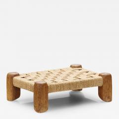 Woven Rush and Wood Stool Europe ca 1950s - 3440154