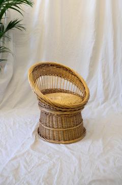 Woven Wicker Armchair 1970s - 4759460