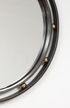Wrought Iron Brass Round Modern Mirror in the style of Jean Royere France - 4137138