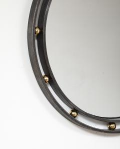 Wrought Iron Brass Round Modern Mirror in the style of Jean Royere France - 4137140