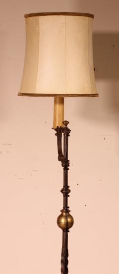 Wrought Iron Candle Holder With Goatskin Lampshade - 2702725