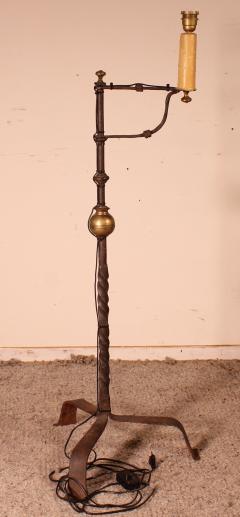 Wrought Iron Candle Holder With Goatskin Lampshade - 2702730