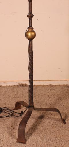 Wrought Iron Candle Holder With Goatskin Lampshade - 2702733
