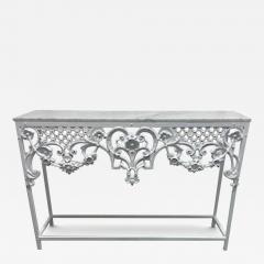 Wrought Iron Carrara Marble Console Table - 3917380