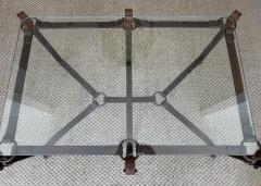 Wrought Iron Faux Leather Buckle Coffee Table - 4688146