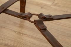Wrought Iron Faux Leather Buckle Coffee Table - 4688147