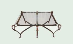 Wrought Iron Faux Leather Buckle Coffee Table - 4698027