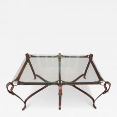 Wrought Iron Faux Leather Buckle Coffee Table - 4698055