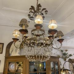 Wrought Iron Floral Chandelier 19th Century - 3928955