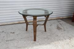 Wrought Iron Round Coffee Table with Glass Top - 4215231