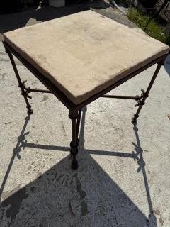 Wrought Iron Side Table with Stone Slab Top - 4323192