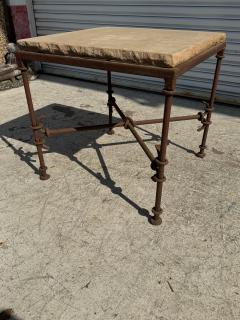 Wrought Iron Side Table with Stone Slab Top - 4323198