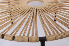 Wrought Iron Woven Hemp Rope and Teak Footed Catchall Table 1950s - 1593592