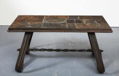 Wrought Iron and Slate Art Deco Coffee Table France c 1920 - 4100285