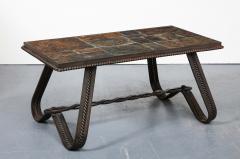 Wrought Iron and Slate Art Deco Coffee Table France c 1920 - 4100286