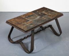 Wrought Iron and Slate Art Deco Coffee Table France c 1920 - 4100289