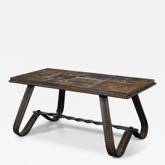 Wrought Iron and Slate Art Deco Coffee Table France c 1920 - 4102033