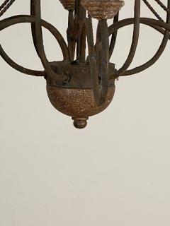 Wrought Iron and Wood Chandelier - 1405233