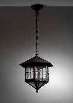 Wrought iron and glass lantern pendant - 4127128