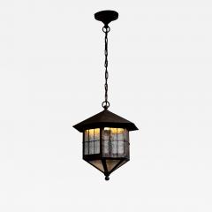 Wrought iron and glass lantern pendant - 4127565