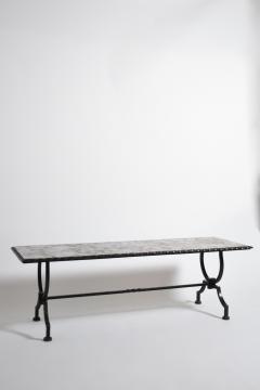 Wrought iron and marble coffee table 1940s  - 4683206