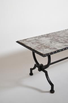 Wrought iron and marble coffee table 1940s  - 4683207