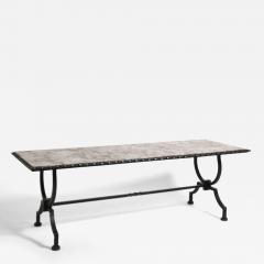 Wrought iron and marble coffee table 1940s  - 4683360
