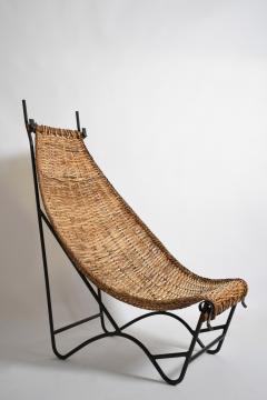 Wrought iron and rattan armchair 1950s  - 4683331