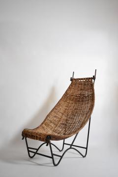 Wrought iron and rattan armchair 1950s  - 4689368