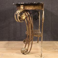 Wrought iron console with marble top from the 70s - 4235590