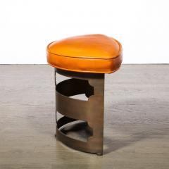 Wyeth Billiard Pair Mid Century Modernist Oil Rubbed Bronze Leather Demilune Stools for Wyeth - 3276221