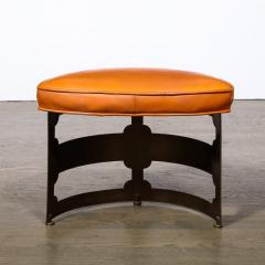 Wyeth Billiard Pair Mid Century Modernist Oil Rubbed Bronze Leather Demilune Stools for Wyeth - 3276249