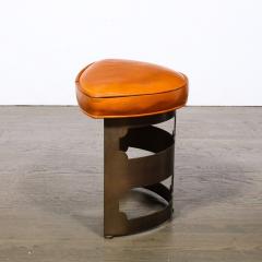 Wyeth Billiard Pair Mid Century Modernist Oil Rubbed Bronze Leather Demilune Stools for Wyeth - 3276269