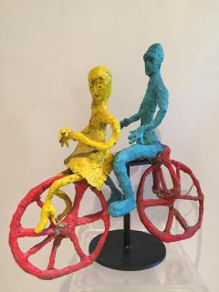 Wyona Diskin Wyona Diskin Couple Riding a Bicycle Large Sculpture - 1342154